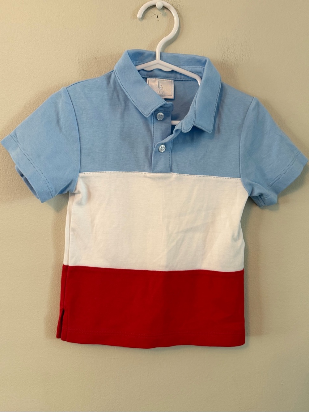 Little English Colorblock Polo Top in Light Blue/White/Red